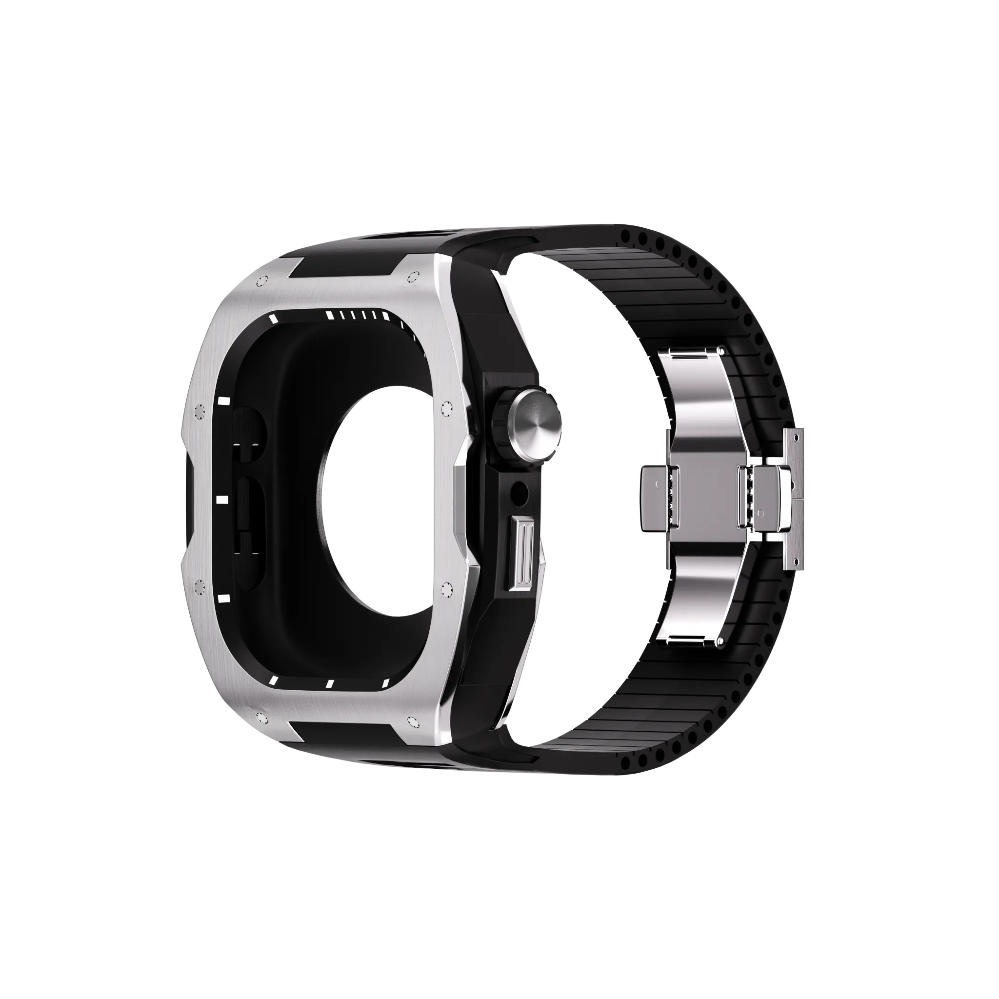 Reqior Funda con correa de goma Apple Watch 45mm (plateado)