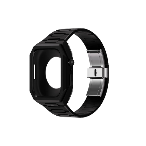 Reqior Funda con correa de acero 'Nautilus' Apple Watch 45mm (negro)