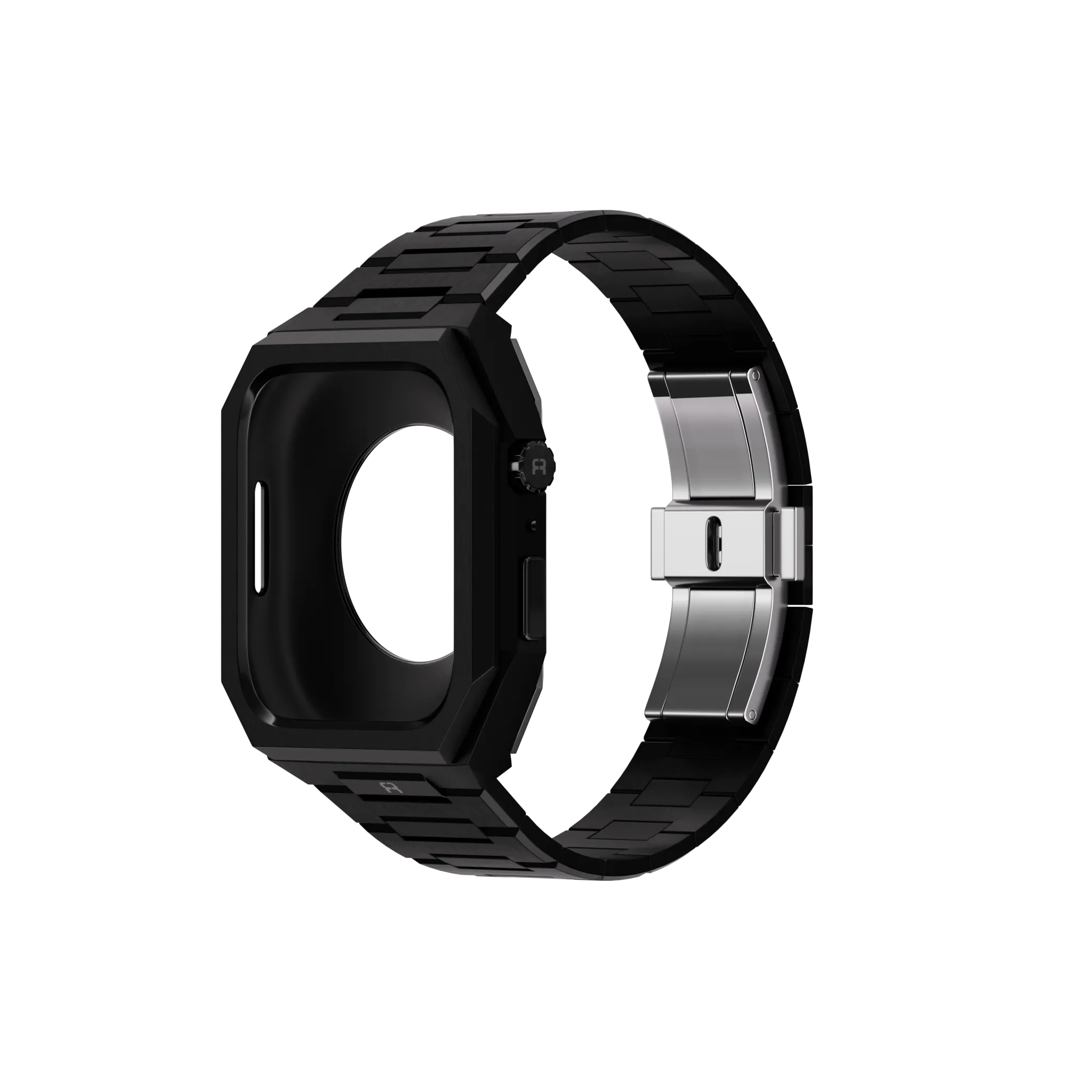 Reqior Funda con correa de acero 'Nautilus' Apple Watch 45mm (negro)