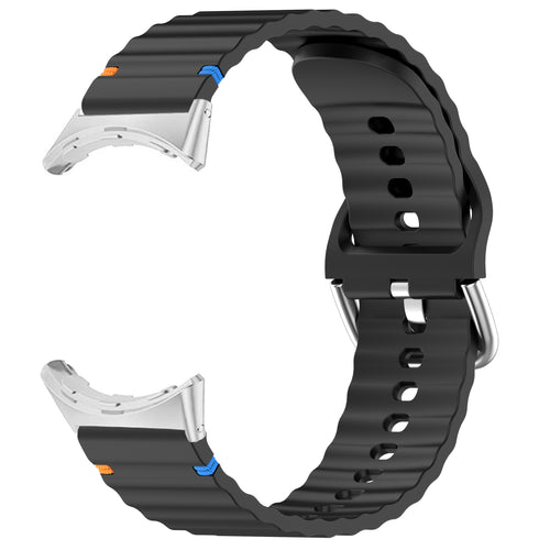 Wave Silicone Strap, black, without a watch, 3/4 front view