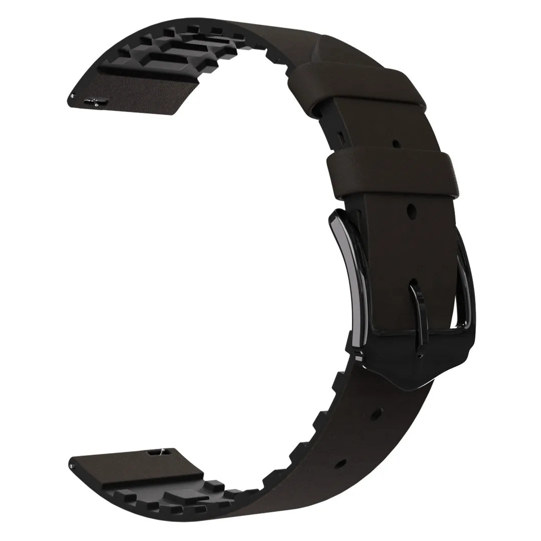 Coros Pace 2 Leather / Silicone Strap (Brown)