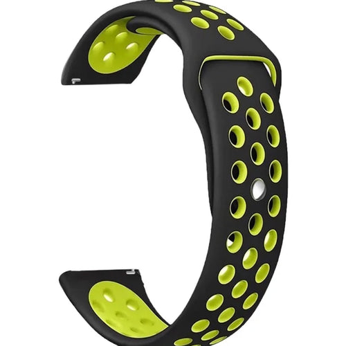 Silicone Sport Strap, black/yellow, without a watch, 3/4 front view