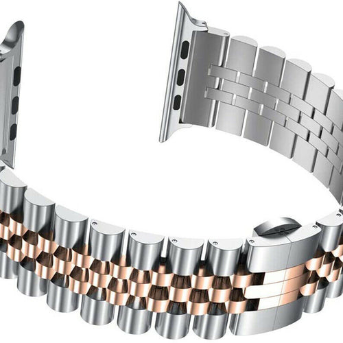 Jubilee Steel Strap, silver/rose gold, without a watch, 3/4 front view