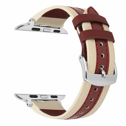 Correa cuero híbrida slim Apple Watch (beige/rojo)