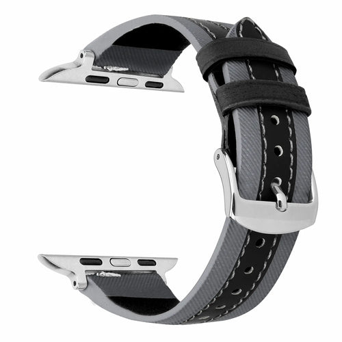 Correa cuero híbrida slim Apple Watch (gris/negro)