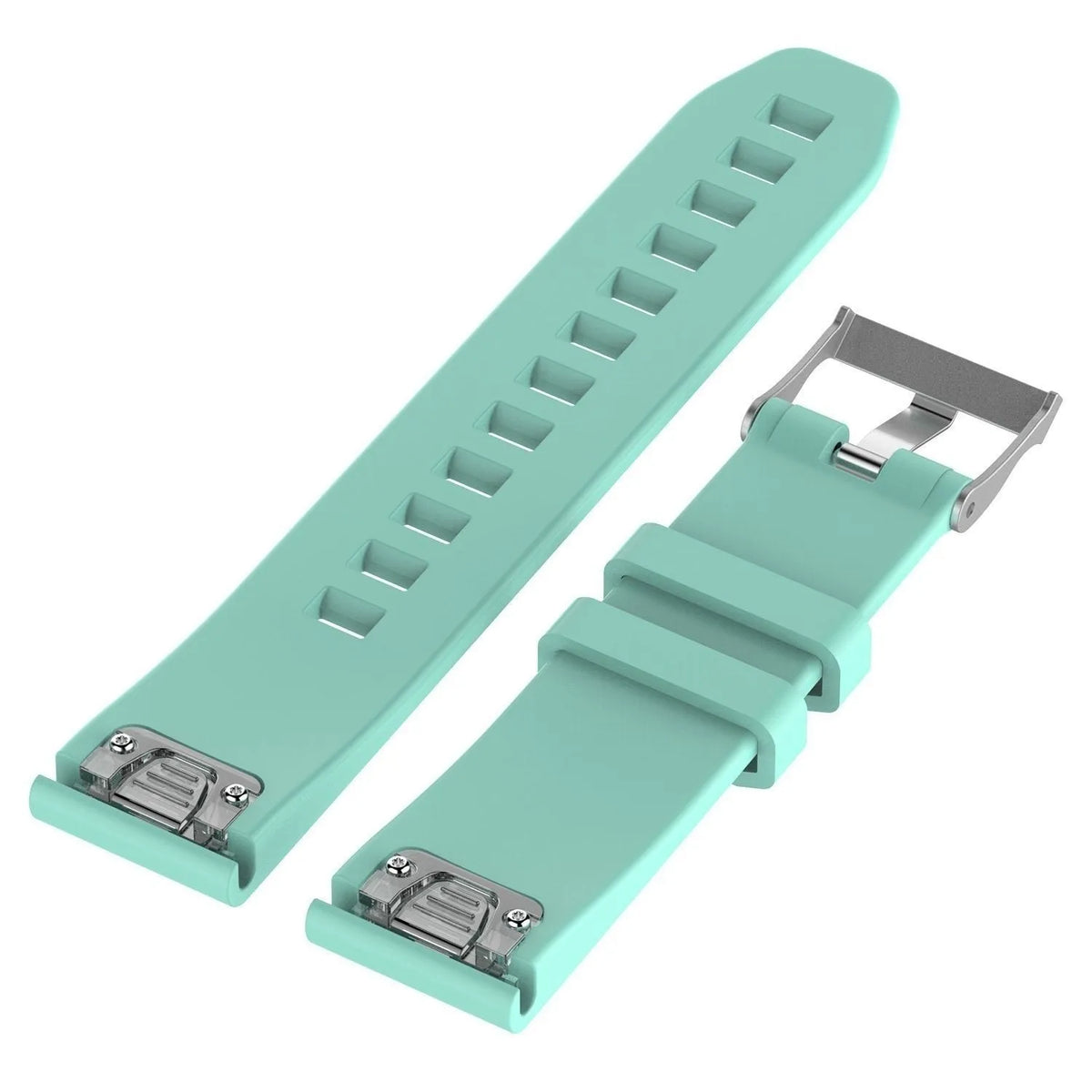 Glossy Silicone Strap, aqua, without a watch, 3/4 front view
