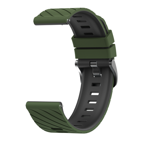 Silicone Twill Sport Strap, army green/black, without a watch, 3/4 front view