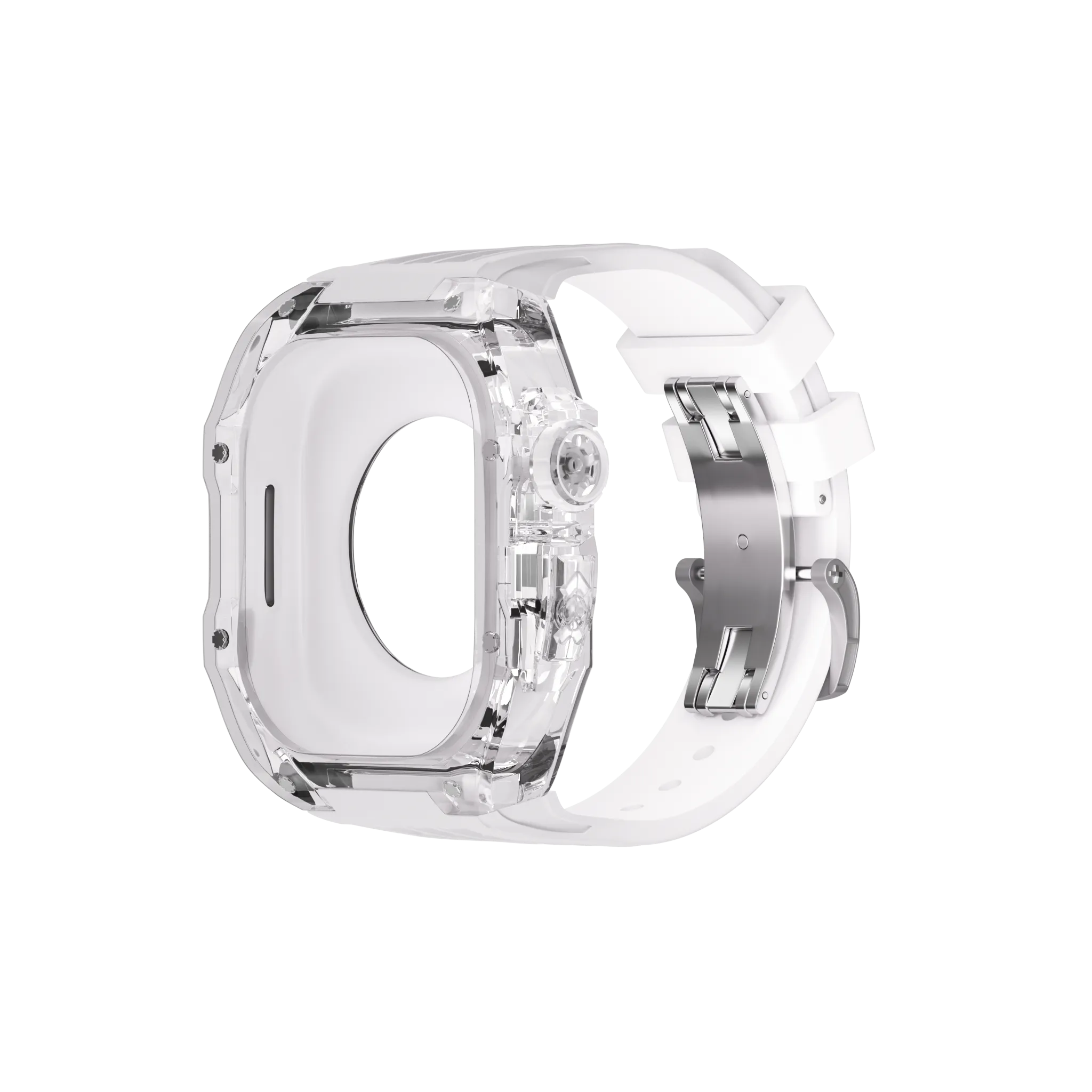 Reqior Funda de polímero con correa de goma Apple Watch 45mm (transparente)