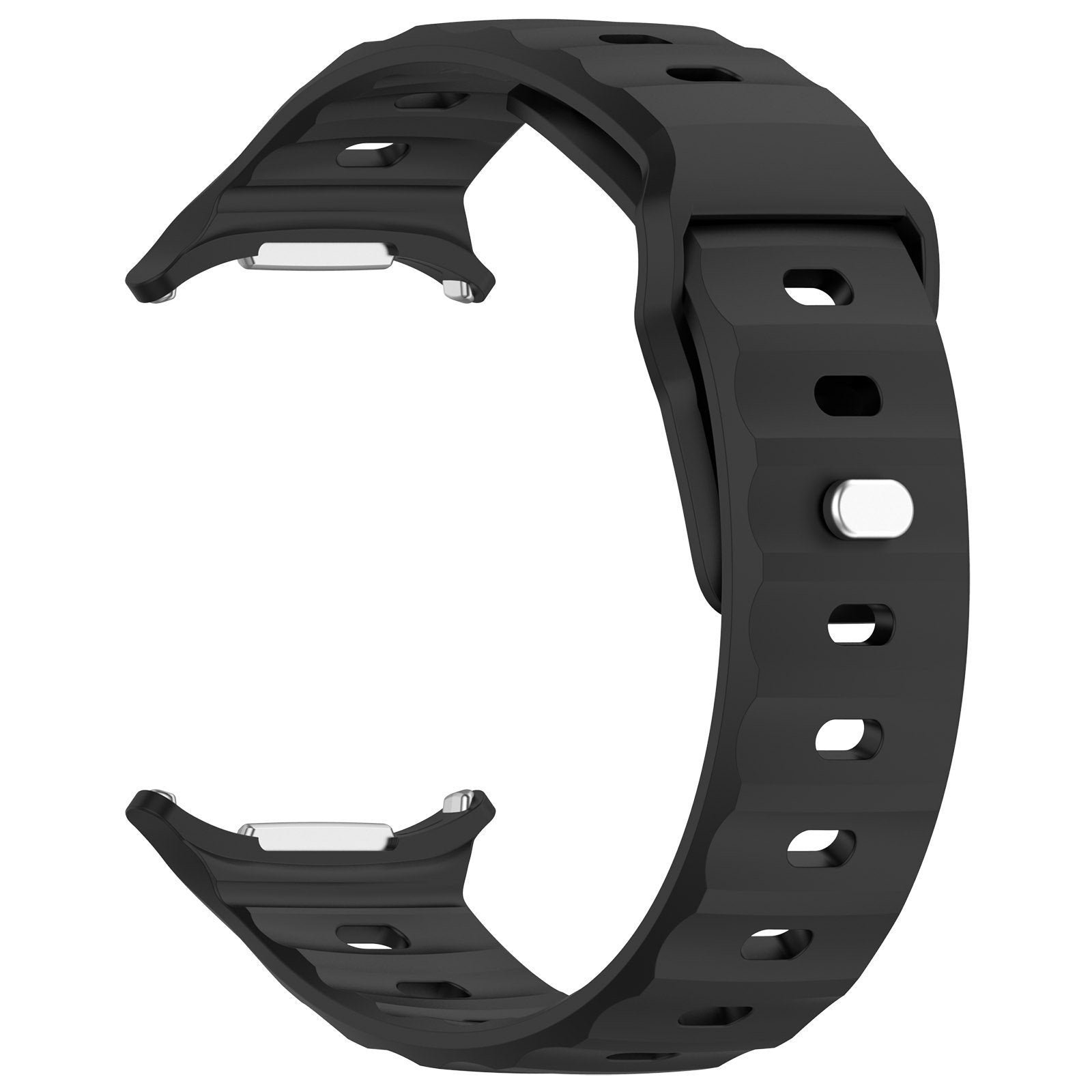 Outdoor Silicone Strap, black, without a watch, 3/4 front view