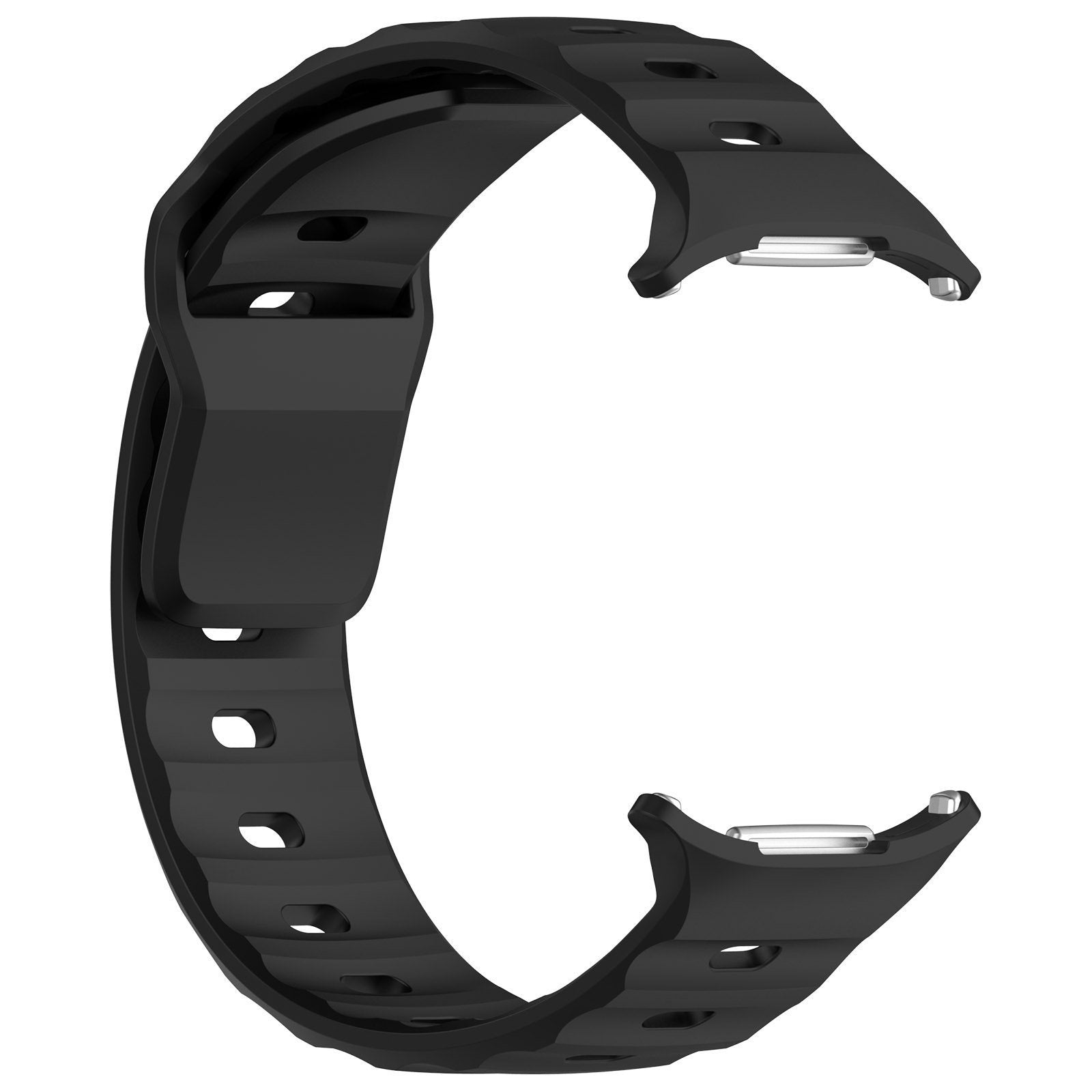 Outdoor Silicone Strap, black, without a watch, 3/4 front view