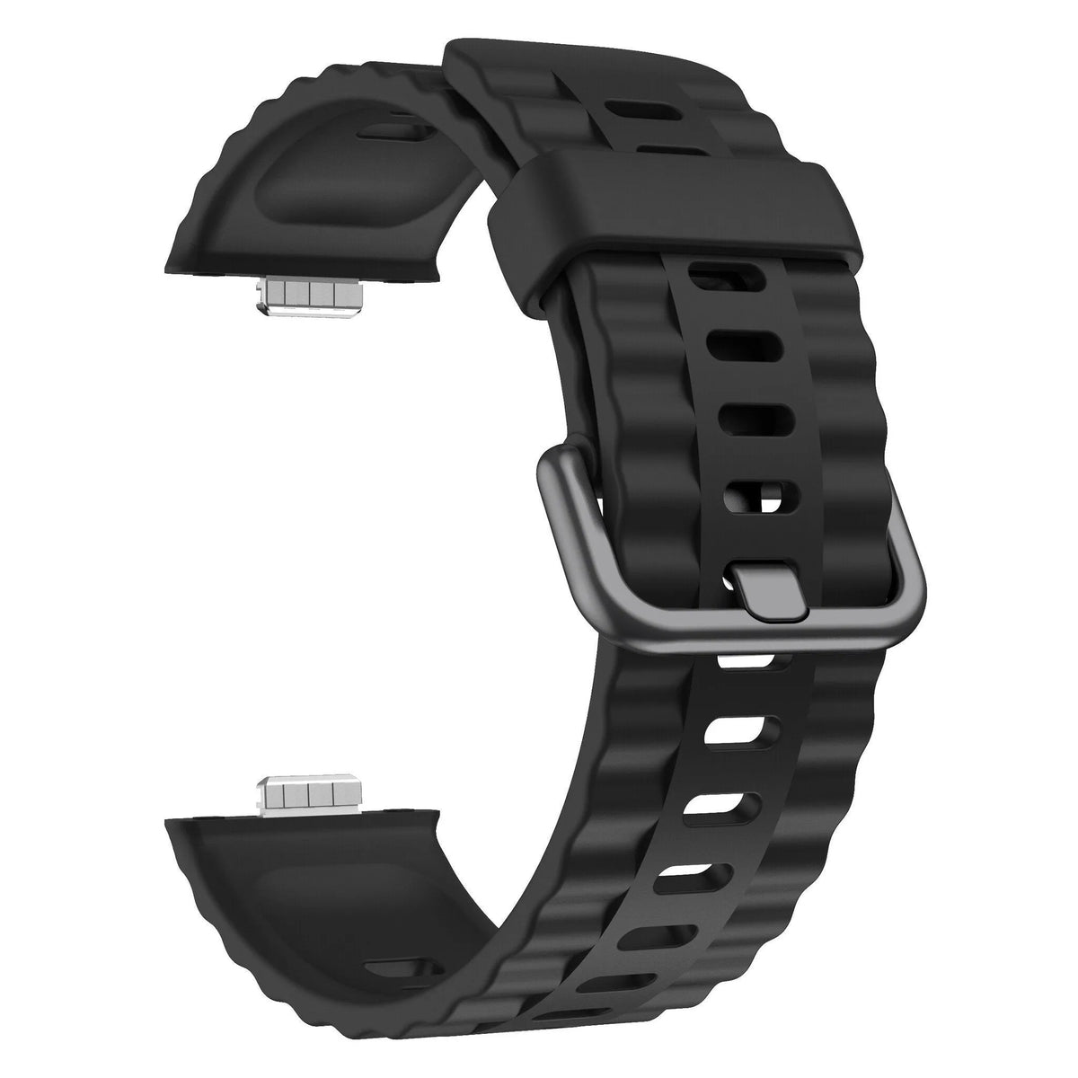 Silicone Classic Strap, black, without a watch, 3/4 front view