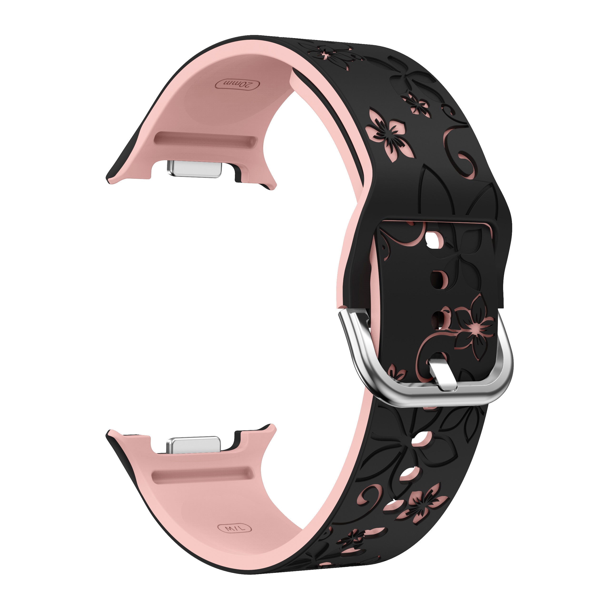Correa silicona con flores Samsung Galaxy Watch 8 - 44mm (negro/rosa)