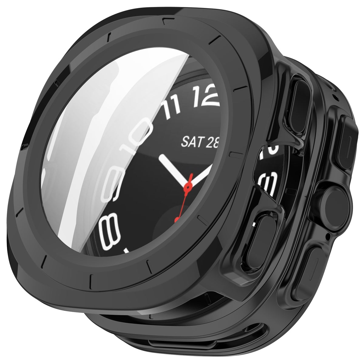 Funda rígida con cristal para Samsung Galaxy Watch Ultra 2 (negra)