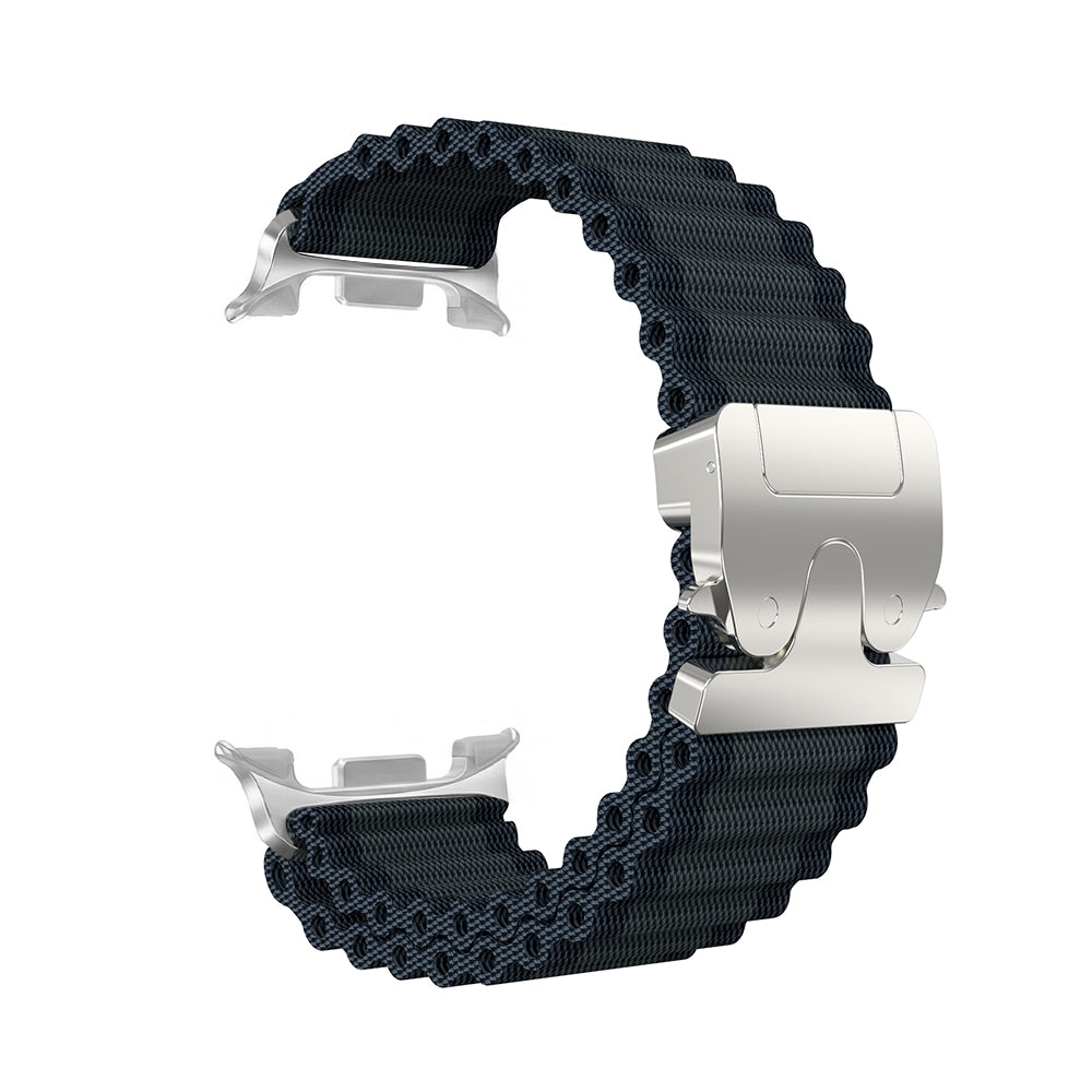 Samsung Galaxy Watch 8 Classic Outdoor Nylon Strap with P-Buckle (Black with Silver)
