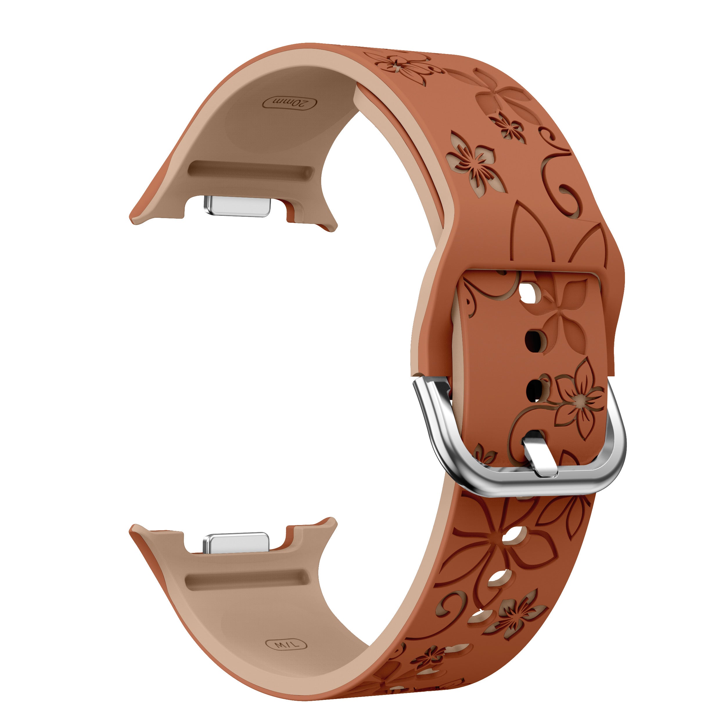 Samsung Galaxy Watch 9 - 40mm Flower Silicone Strap (Brown/Beige)