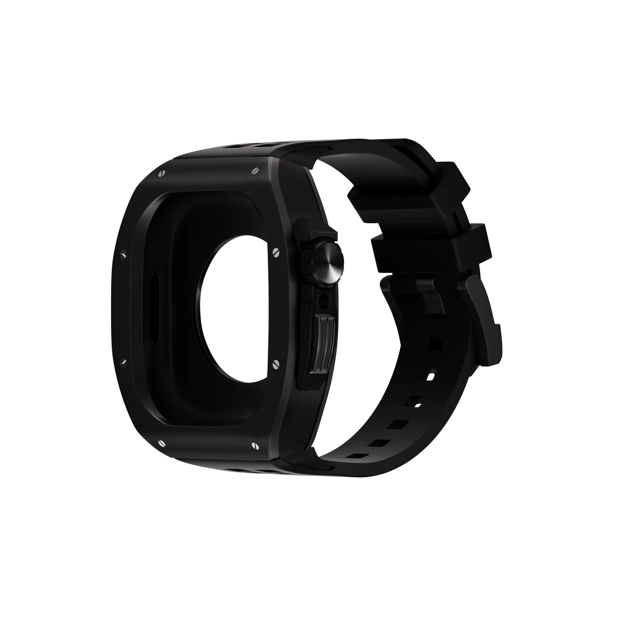 Reqior Apple Watch 45mm Polymer and Metal Case with Rubber Strap (Black)
