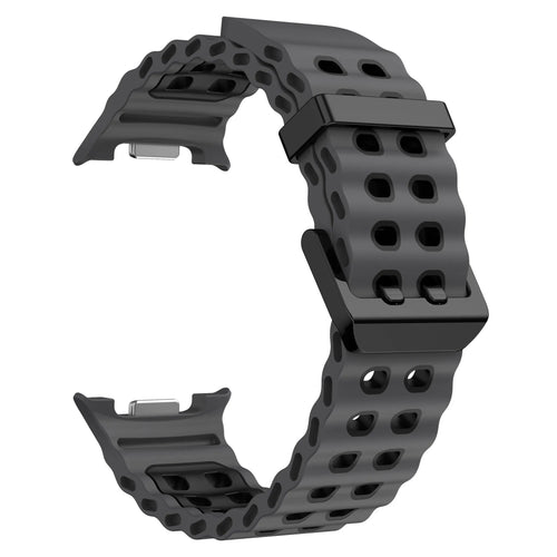 Silicone Ocean Strap, dark grey/black, without a watch, 3/4 front view