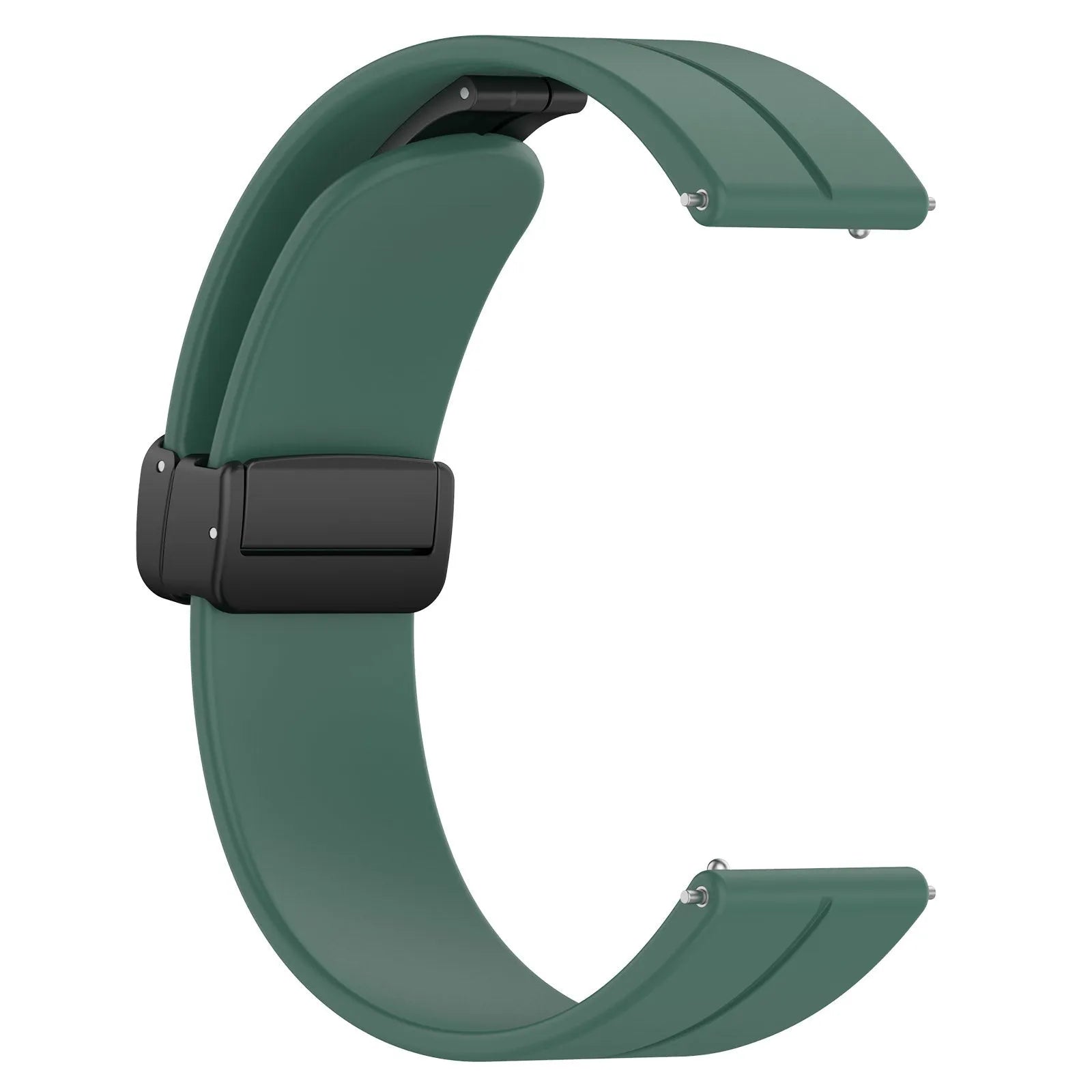 D-Buckle Silicone Strap, dark green, without a watch, 3/4 front view