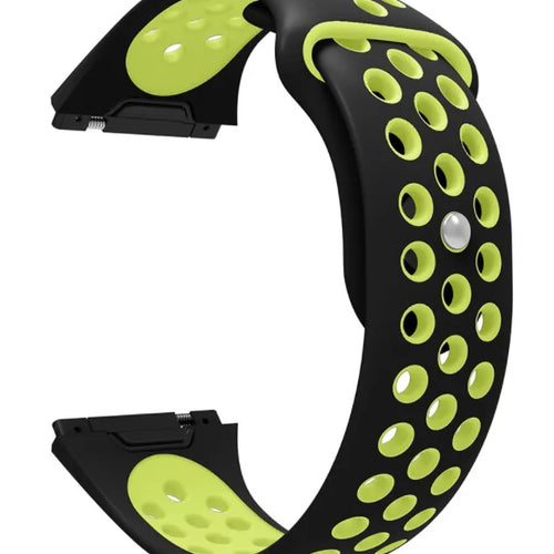 Silicone Sport Strap, black/yellow, without a watch, 3/4 front view
