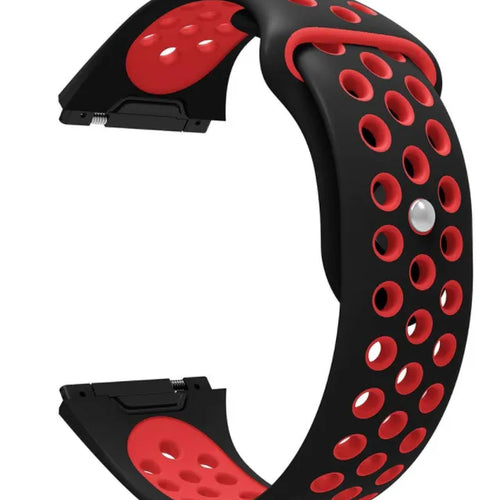 Silicone Sport Strap, black/red, without a watch, 3/4 front view