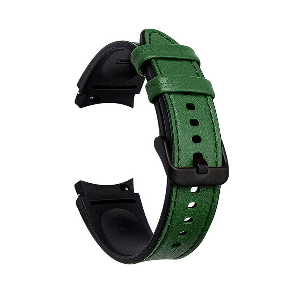 Leather Hybrid Strap, green, without a watch, 3/4 front view
