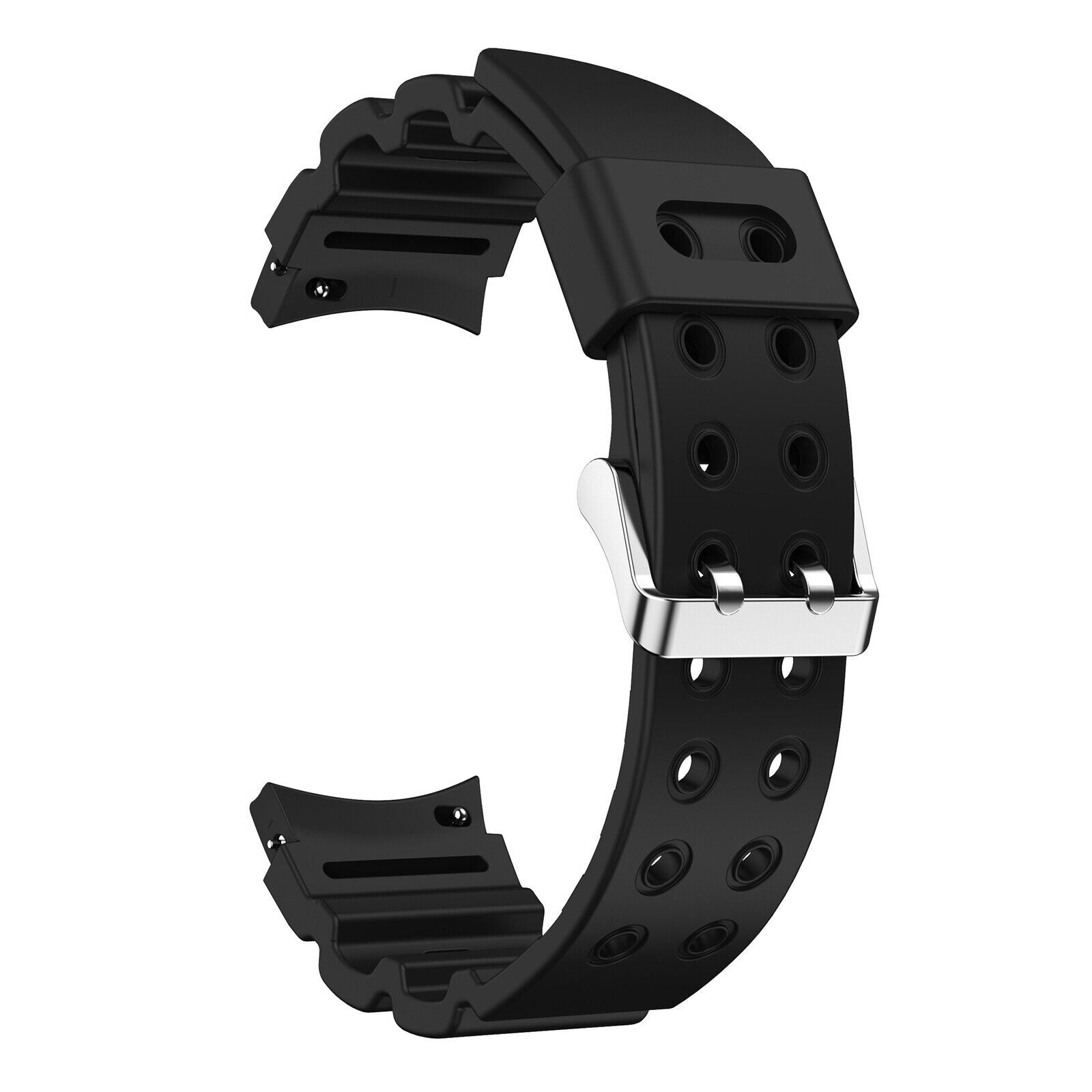 Silicone Strap 'Armour', black, without a watch, 3/4 front view