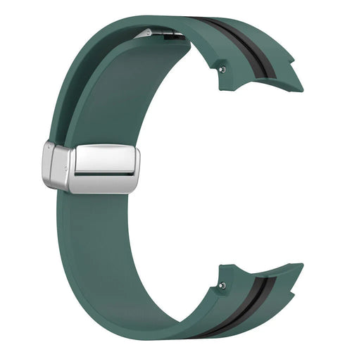 Silicone Magnetic Sport Strap, green/black, without a watch, 3/4 front view