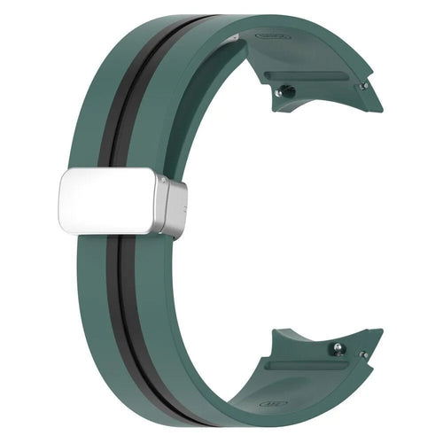 Silicone Magnetic Sport Strap, green/black, without a watch, 3/4 front view