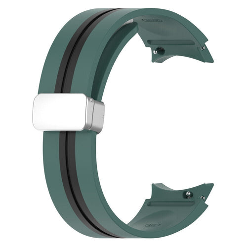 Silicone Magnetic Sport Strap, green/black, without a watch, 3/4 front view