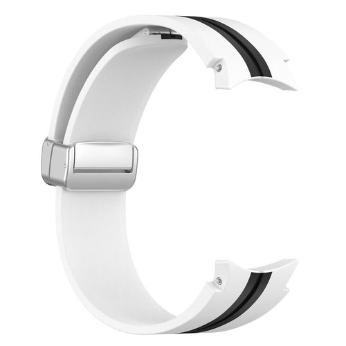 Silicone Magnetic Sport Strap, white/black, without a watch, 3/4 front view