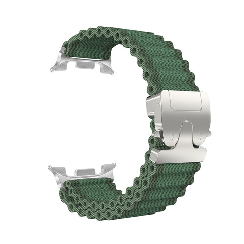 Correa nylon Outdoor con hebilla-P Samsung Galaxy Watch 9 - 40mm (verde/plata)