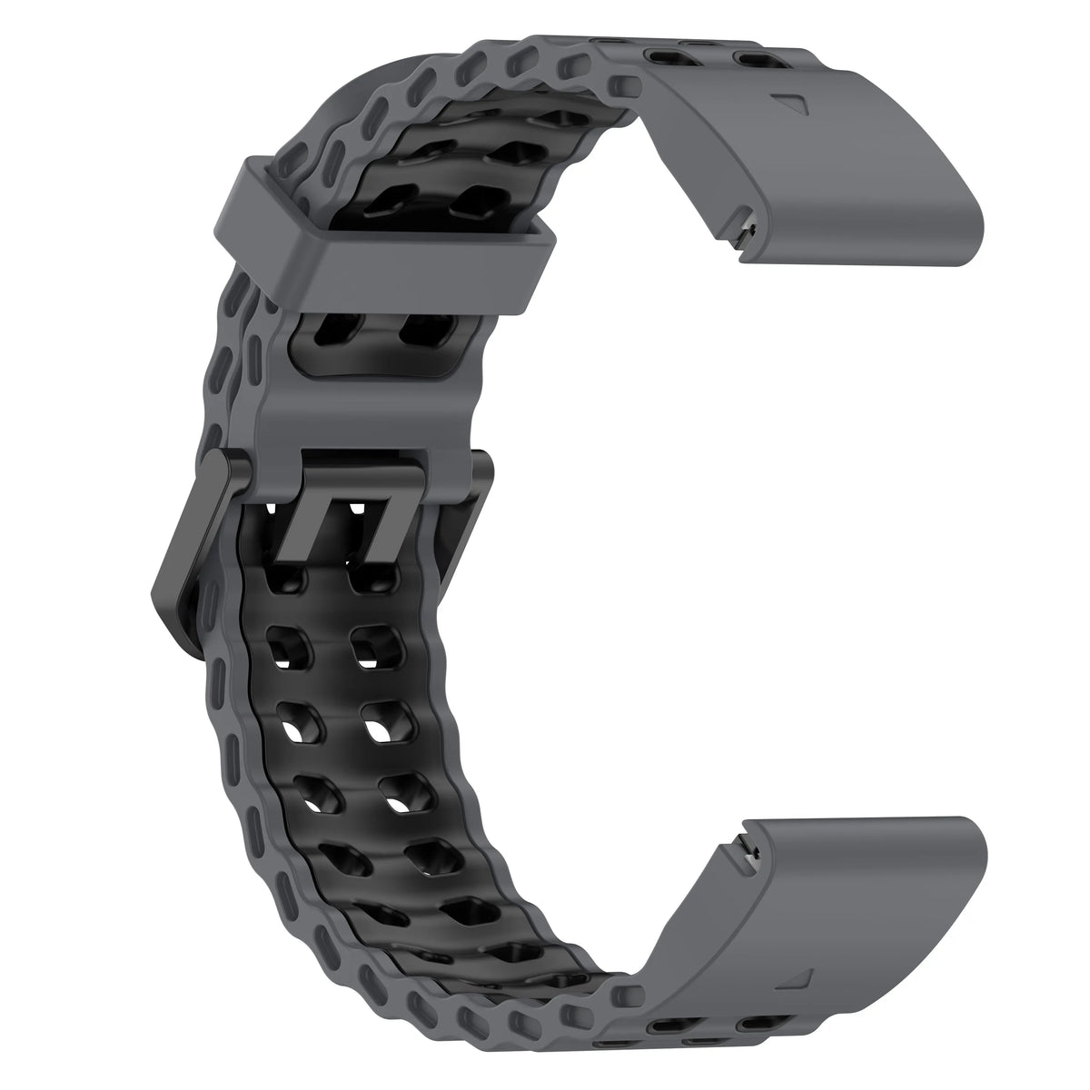 Silicone Wave Sport Strap, dark grey/black, without a watch, 3/4 front view