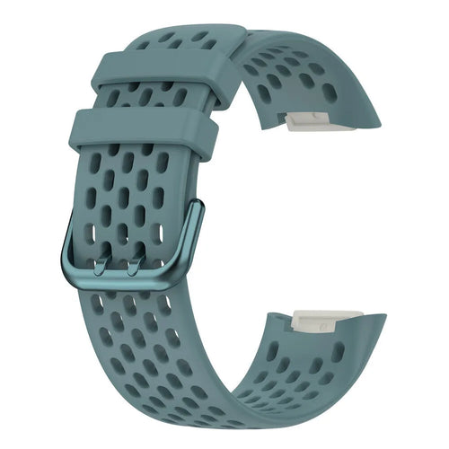 Breathable Silicone Strap, grey-blue, without a watch, 3/4 front view
