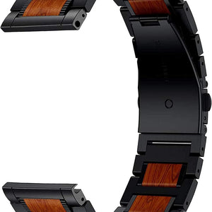 Garmin Venu 4 - 45mm Wooden / Steel Strap (Black)