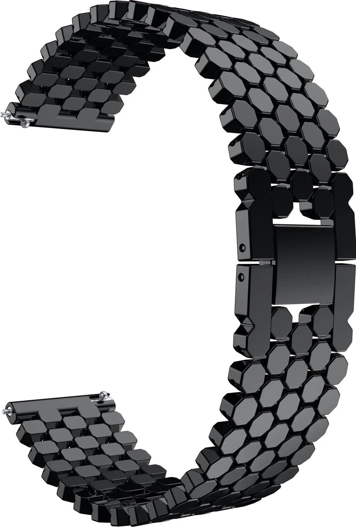 Steel Strap Hexagons, black, without a watch, 3/4 front view