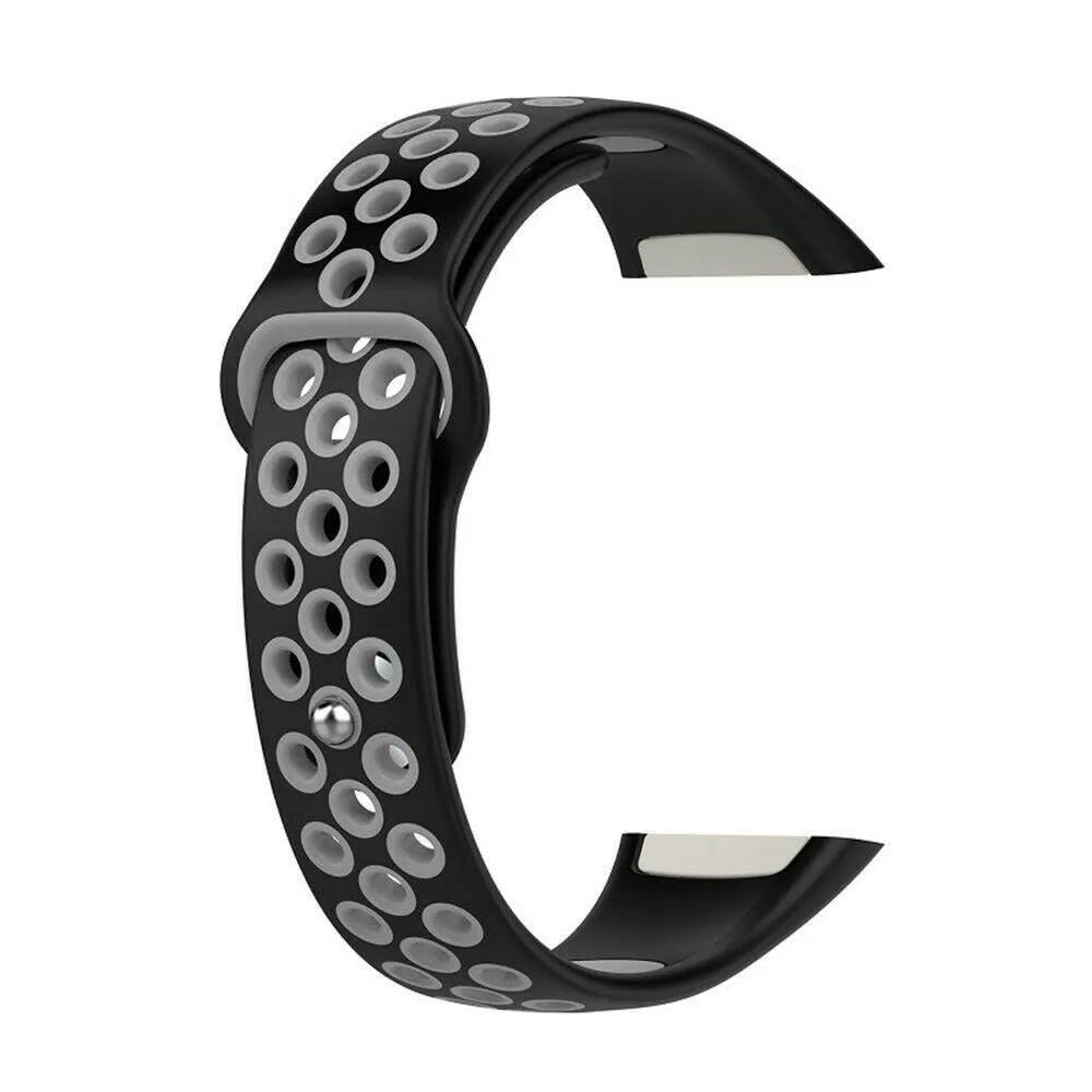 Silicone Sport Strap, black/grey, without a watch, 3/4 front view