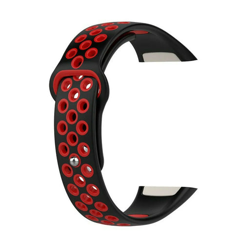 Silicone Sport Strap, black/red, without a watch, 3/4 front view