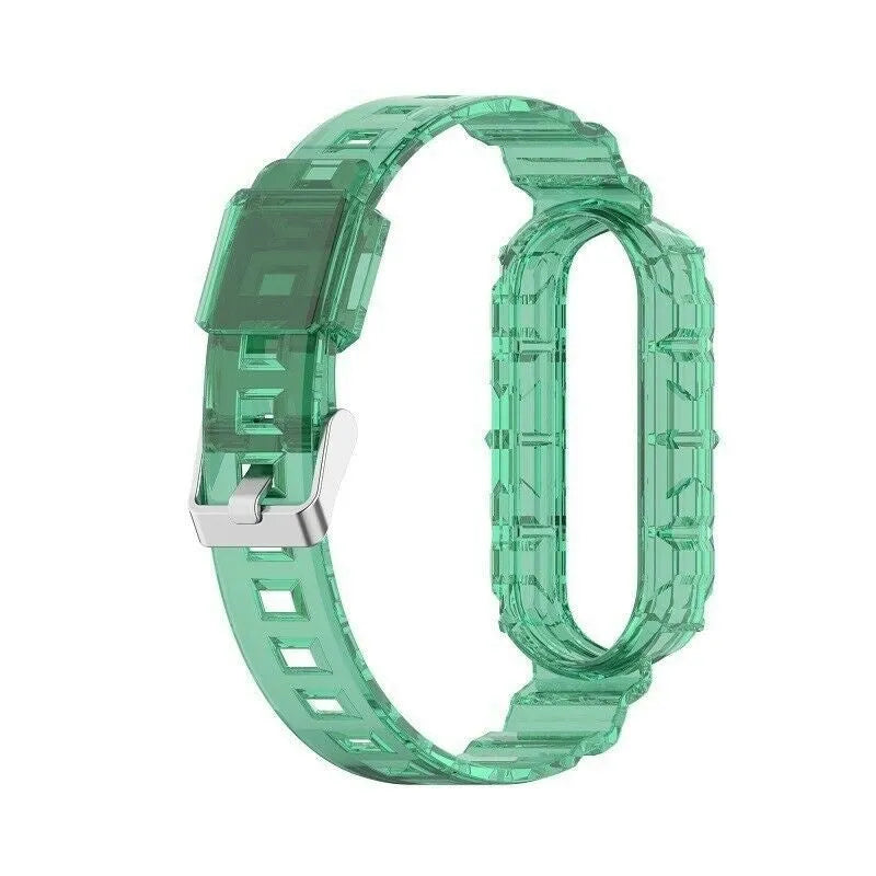 Silicone Clear TPU Strap, transparent green, without a watch, 3/4 front view