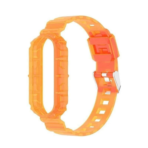Silicone Clear TPU Strap, transparent orange, without a watch, 3/4 front view