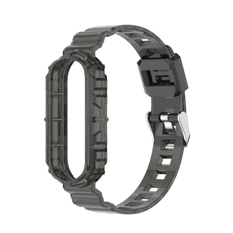 Silicone Clear TPU Strap, transparent black, without a watch, 3/4 front view