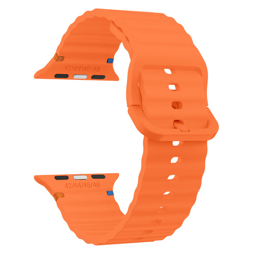 Wave Silicone Strap, orange, without a watch, 3/4 front view