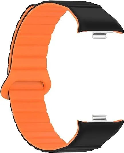 Magnetic Silicone Strap, black/orange, without a watch, 3/4 front view