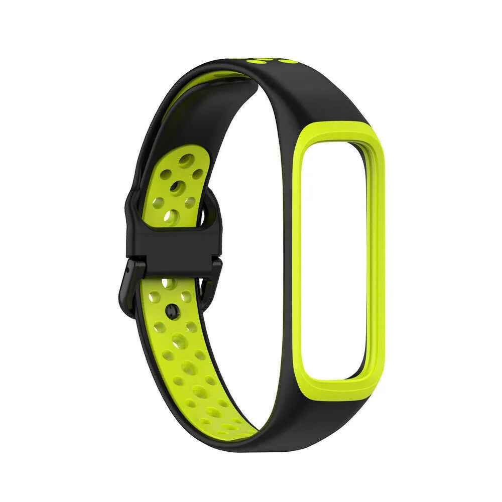 Silicone Sport Strap, black/yellow, without a watch, 3/4 front view