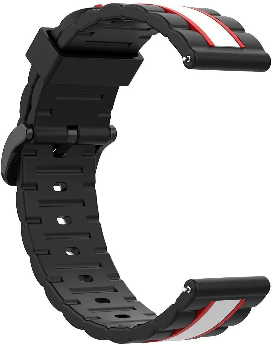 Silicone Special Edition Strap, black/white, without a watch, 3/4 front view