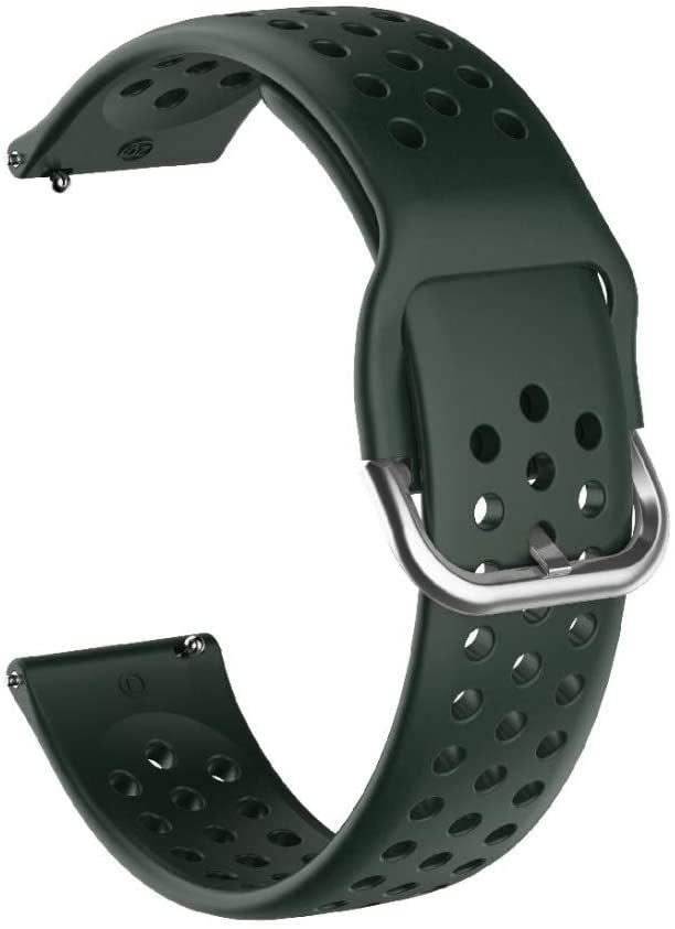 Breathable Silicone Strap, army green, without a watch, 3/4 front view