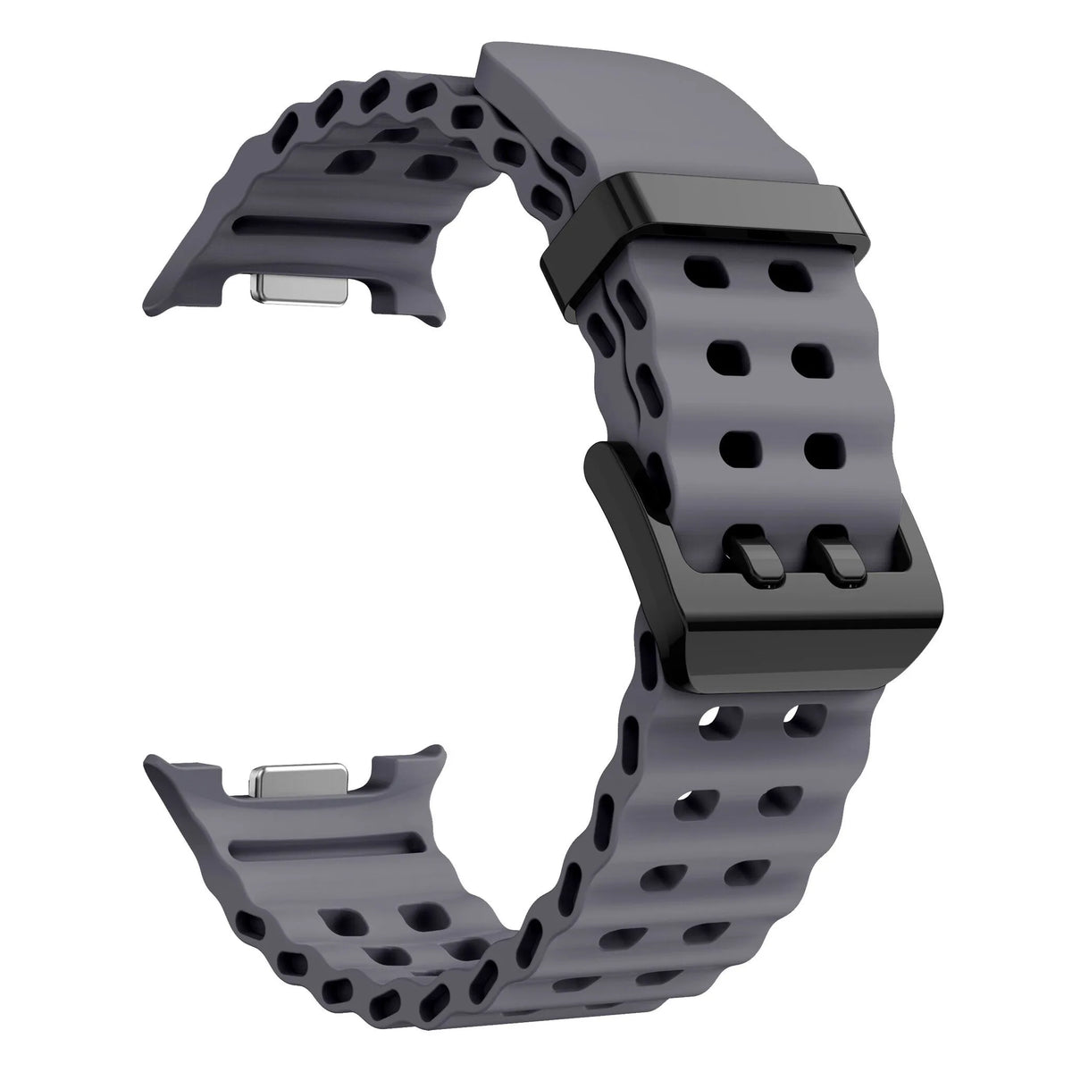 Silicone Ocean Strap, dark grey, without a watch, 3/4 front view