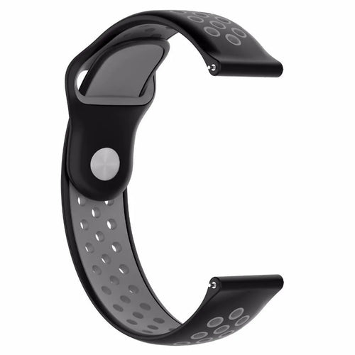 Silicone Sport Strap, black/grey, without a watch, 3/4 front view