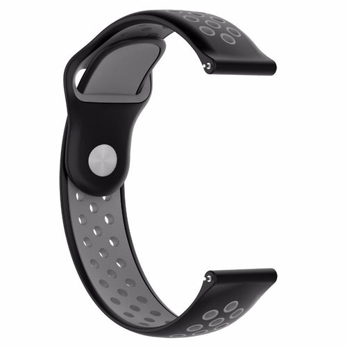 Silicone Sport Strap, black/grey, without a watch, 3/4 front view