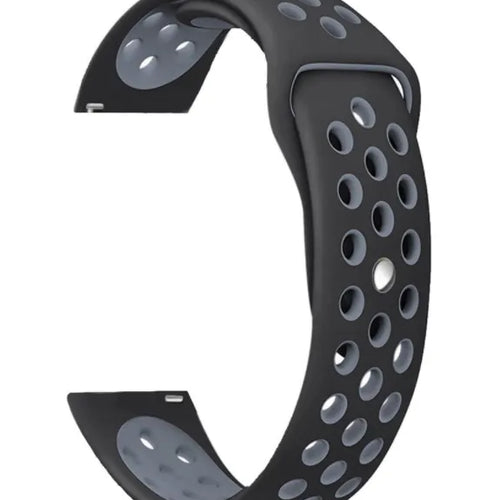 Silicone Sport Strap, black/grey, without a watch, 3/4 front view
