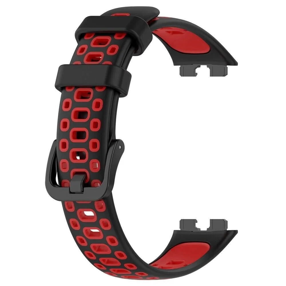 Silicone Sport Strap, black/red, without a watch, 3/4 front view